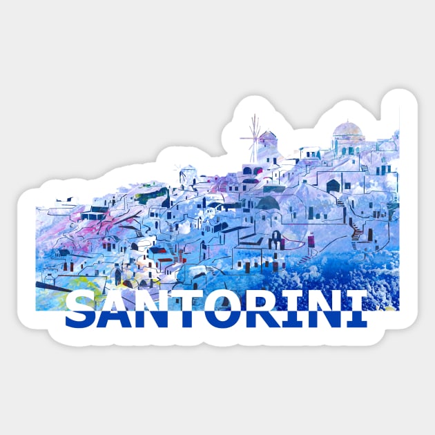 Santorini Skyline Sticker by artshop77